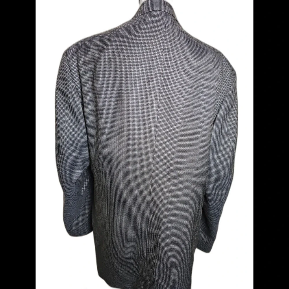 VTG Prince of Wales Check Jacket M MT Gray Polyester Wool Blazer Sport Coat 42L